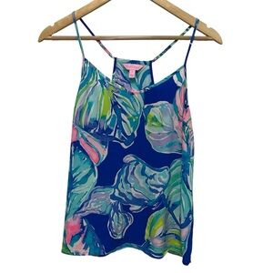 LILLY PULITZER 100% Silk Tropical Tank Top Size Small